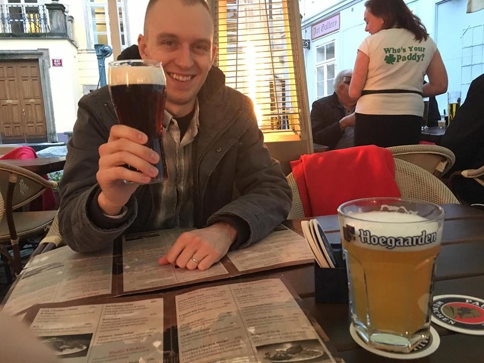 Ben enjoying a beer at The Dubliner in Prague